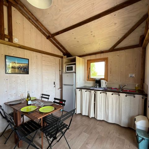 Zelt 5 Personen - Pfahlbau-Lodge Africa Confort 24m² (2 Zimmer) + überdachte Terrasse 12m²