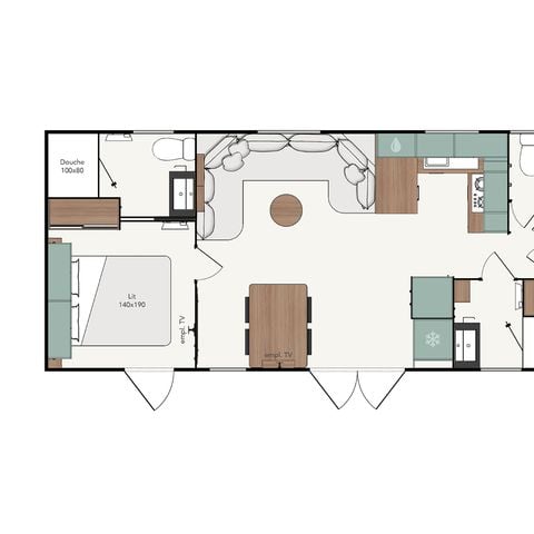 Mobilheim 6 Personen - Cottage Privilège 40m2 (3 Zimmer, 2 Bäder) +Klimaanlage + Terrasse