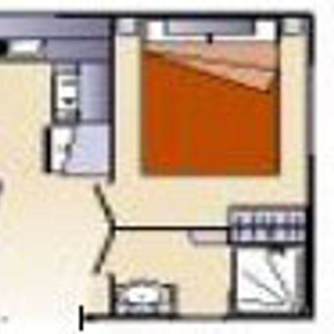Mobilheim 6 Personen - Carnac STANDARD + 32m² (3 Schlafzimmer - 6 Personen) Überdachte Terrasse + TV
