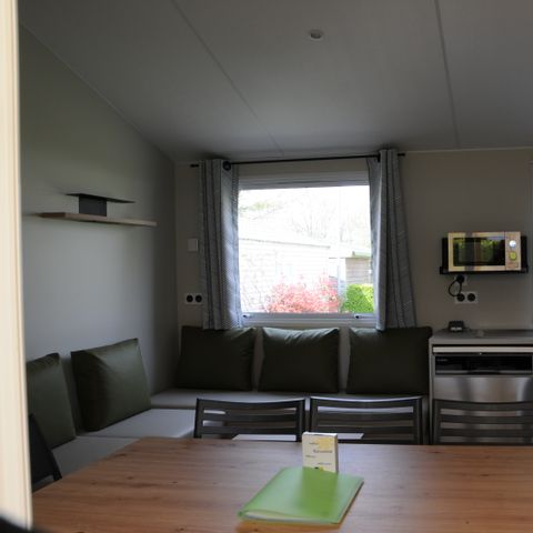 Mobilhome 8 personnes - Golfe PREMIUM 40m² (4 ch - 8 personnes) + Terrasse couverte + TV + 2 SDB + lave vaisselle
