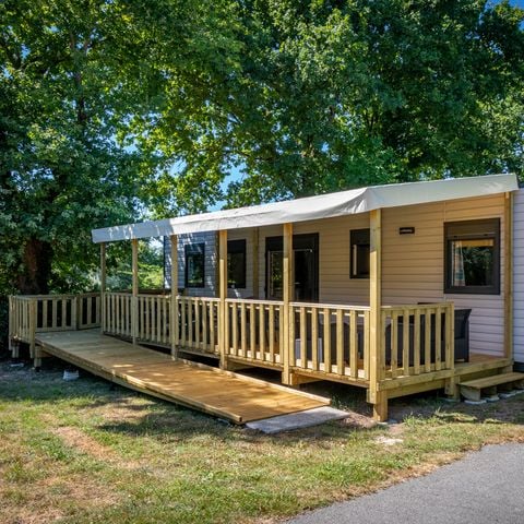 Mobilhome 5 personnes - PMR Berric PREMIUM (3 chambres) 44m² + terrasse couverte 18m²+ TV + lave vaisselle