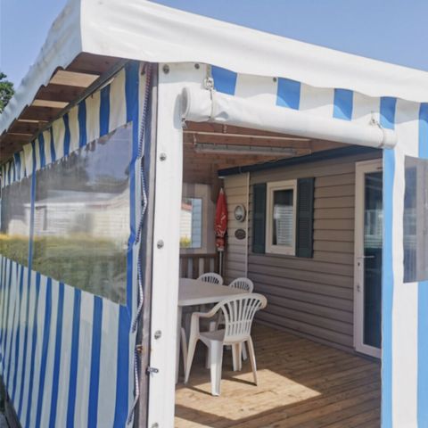 Mobilheim 5 personen - MH 2 Zimmer Komfort+ überdachte Holzterrasse