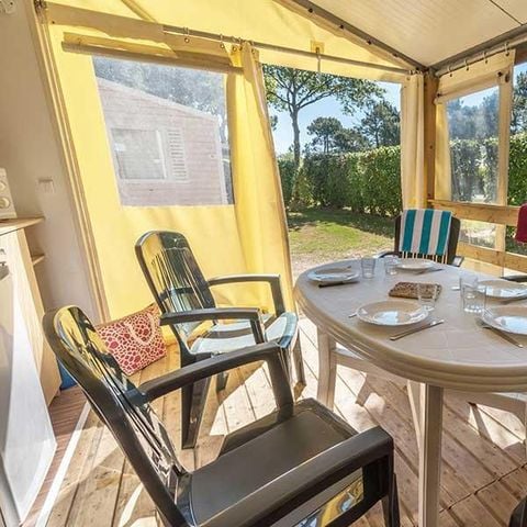 BUNGALOW TOILÉ 5 personnes - MINI 21-2 (Tithome)  >10ans - SANS SANITAIRE - maxi 4 adultes (lits superposés) - 2 chambres, environ 21m²