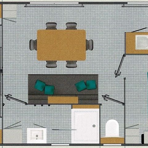 Mobile home 8 persons - PRIVILEGE 34-3 - max 6 adults - TV, 3 bedrooms (bed 160*200), approx 34m², dishwasher, toaster, espresso machine, 2 deckchairs