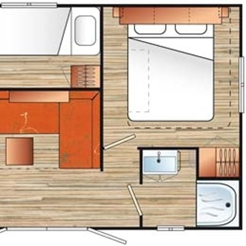 BUNGALOW 6 personnes - CLASSIC 30-3LS (Mobil home Visio) >10ans - maxi 4 adultes - TV, 3 chambres (lits superposés), environ 30m²