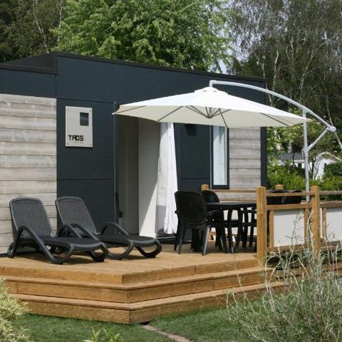 Mobilheim 5 Personen - CONFORT 35-2-2 (Mobilheim Taos) - TV, 2 Zimmer + 2 Badezimmer (Etagenbetten), ca. 35m² - MAX 4 ERWACHSENE /