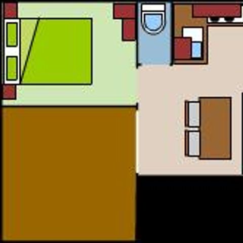 MOBILE HOME 4 people - Standard Mobile-home LOGGIA 25m² - 2 bedrooms + covered terrace 9m² - 2 bedrooms + covered terrace 9m² - 2 bedrooms + covered terrace 9m² - 2 covered terraces