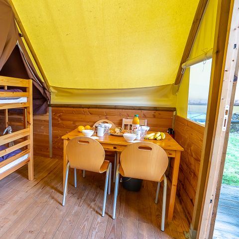 Tente en toile et en bois 4 personnes - Canadienne 2 chambres
