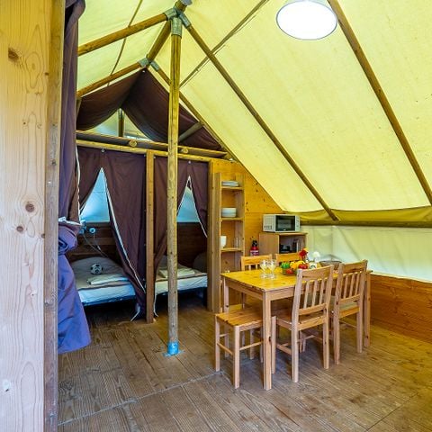 Tente en toile et en bois 6 personnes - Trappeur 3 chambres