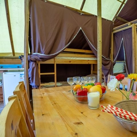 Tente en toile et en bois 6 personnes - Trappeur 3 chambres