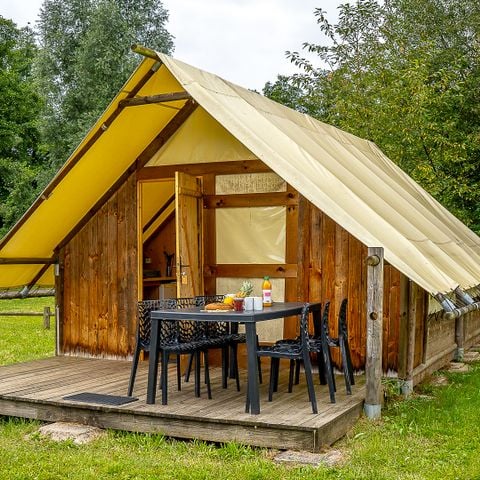 Tente en toile et en bois 6 personnes - Trappeur 3 chambres
