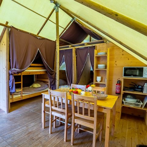 Tente en toile et en bois 6 personnes - Trappeur 3 chambres