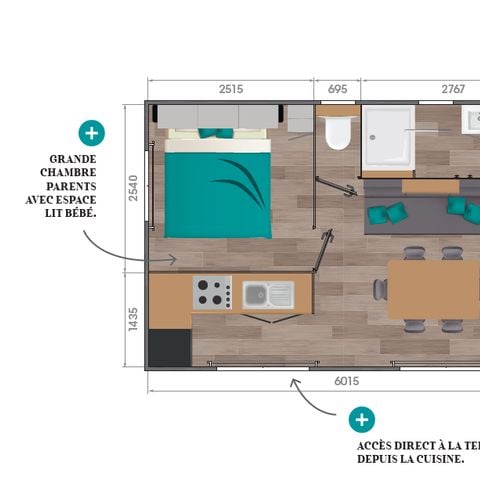 Mobilheim 6 Personen - Mobilheim Grand Large 3 -