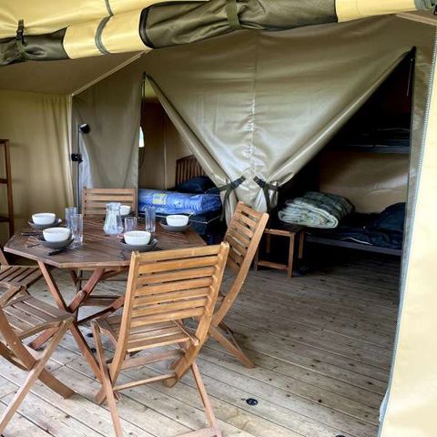 TENTE TOILE ET BOIS 4 personnes - Lac abane, sans sanitaire