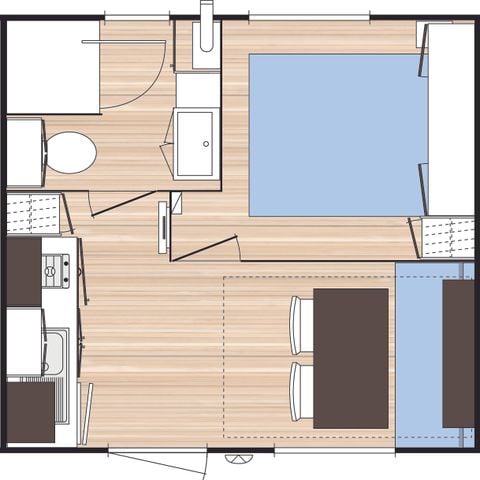 Casa mobile 2 persone - Casa mobile Standard 16 m² con 1 camera da letto + terrazza di 9 m² + TV