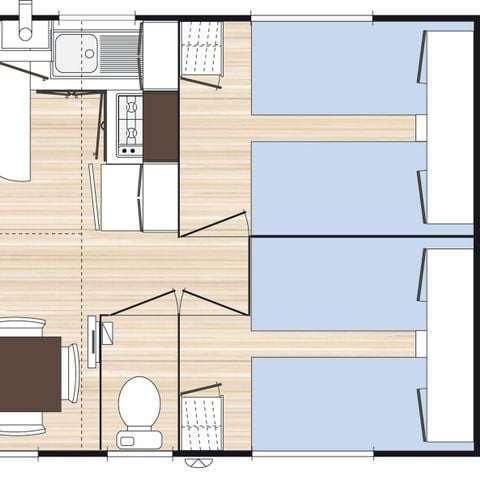 Mobilhome 6 personnes - Standard 34m² - 3 chambres - Terrasse 18m² - TV - Climatisation