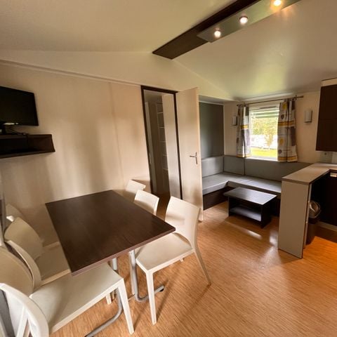 Mobilhome 6 personnes - Confort 38m² - 3 chambres - TV - Terrasse couverte 18m² - 2 salles de bains