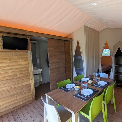 Canvas and wooden tent 6 persons - LODGE GRAND CONFORT TIBYDI