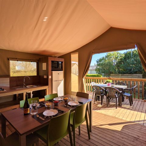 Canvas and wooden tent 6 persons - LODGE GRAND CONFORT TIBYDI