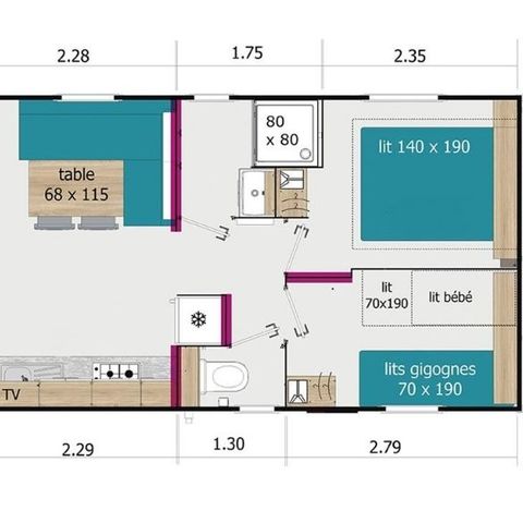Mobilhome 4 personas - Lodge 75 confort