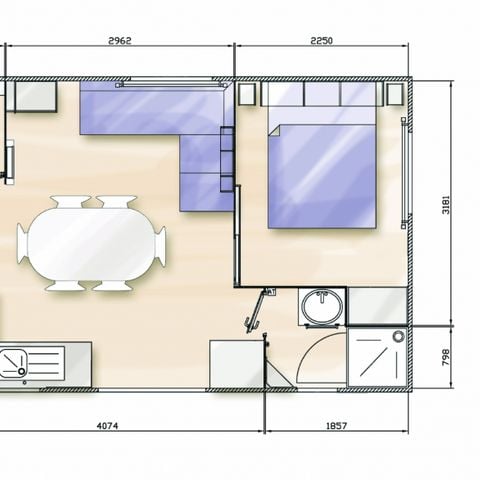 MOBILHOME 6 personnes - Standard 32m² (3 chambres) + terrasse non-couverte 10m² + TV