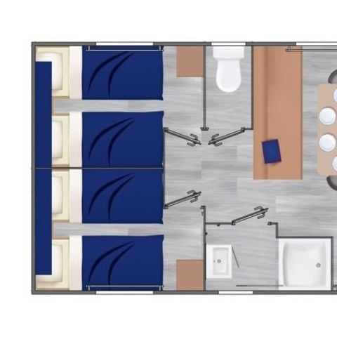Mobilheim 6 personen - Evasion Belle Etoile- Fußgängerzone- 6P 3Ch 32m2
