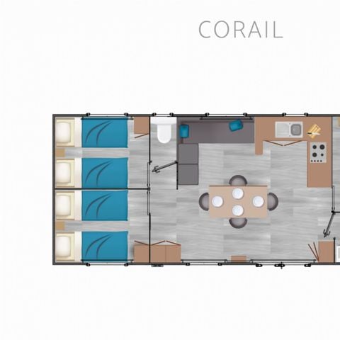 Mobilhome 6 personnes - Premium Corail - 3 chambres - 36m2
