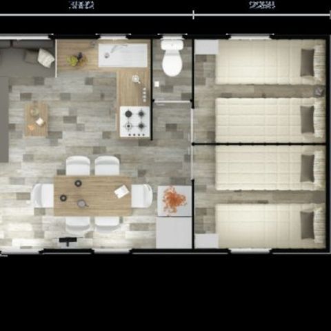 Mobilheim 6 Personen - Vorhang Nirvana Trio