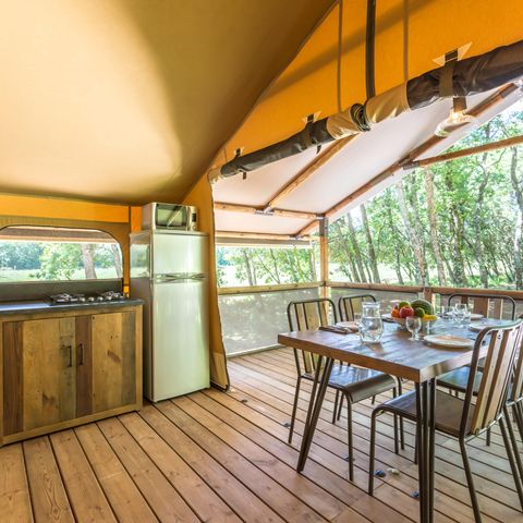 Tente en toile et en bois 5 personnes - Lodge Vintage sans sanitaire