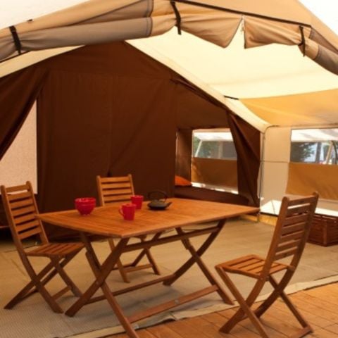 Tente en toile et en bois 4 personnes - Tente Lodge 10 + 20 m² - 2 chambres / sans sanitaires
