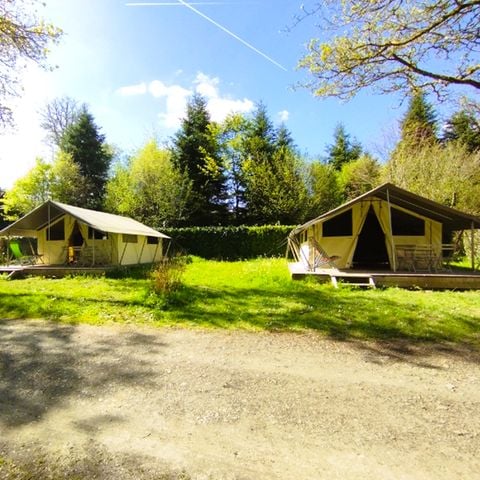 Tente en toile et en bois 4 personnes - Tente Lodge 10 + 20 m² - 2 chambres / sans sanitaires
