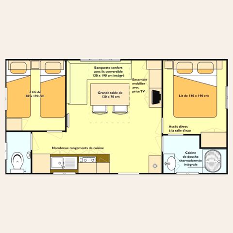 MOBILHOME 4 personnes - MERCURE 24m² / 2 chambres - sans terrasse