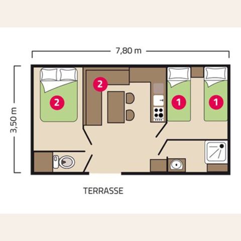Mobile home 5 persons - ATLANTIQUE - 2 bedrooms