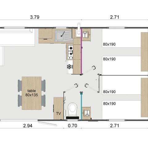 MOBILHOME 6 personas - PREMIUM 31 m