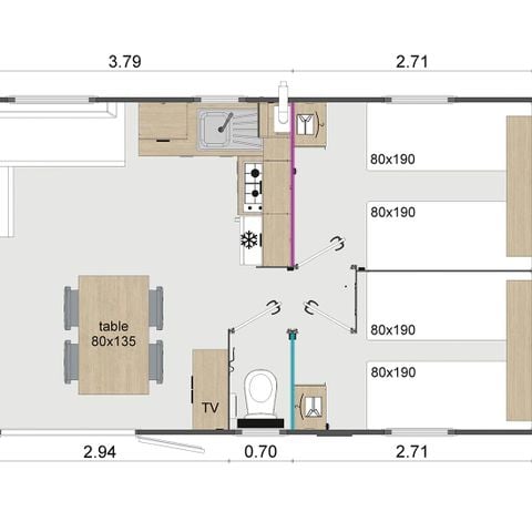MOBILHOME 6 personnes - PREMIUM 31 m²