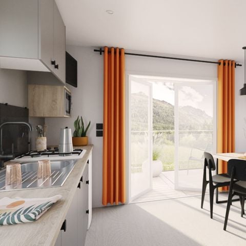 BUNGALOW 4 personnes - Confort 24.2 m² - 2 chambres - Terrasse intégrée - Proximité air de jeux