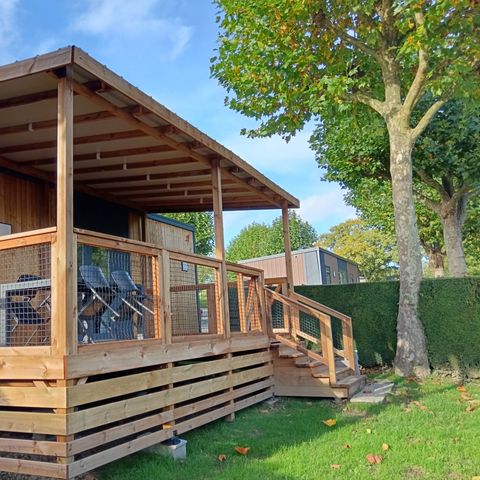 Mobilheim 4 Personen - Mobil Home Premium 32m² - (2 Zimmer 2 Badezimmer) + überdachte Terrasse