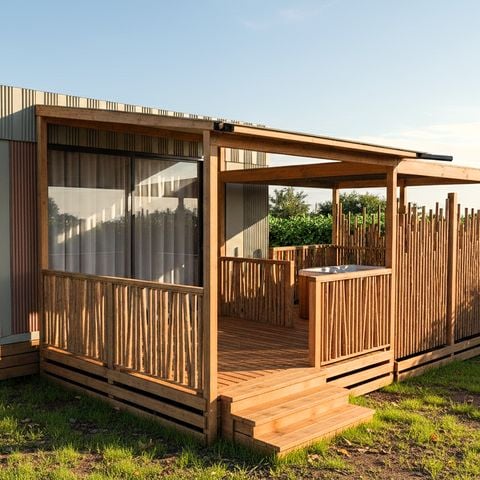 Stacaravan 2 personen - NIEUW// Villa de la Rance Prestige 20m² - 1 slaapkamer - SPA - Overdekt terras