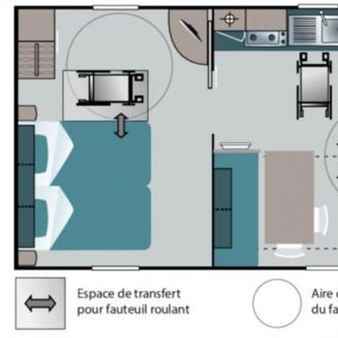 Mobilhome 4 personas - Movilidad reducida - 2 habitaciones - 4 plazas
