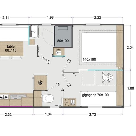 Mobilheim 4 personen - Katamaran 25m² Halbüberdachte Terrasse