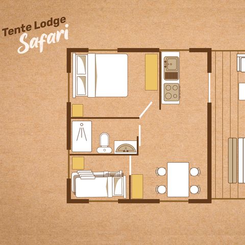 CANVAS AND WOOD TENT 4 people - LODGE SAFARI