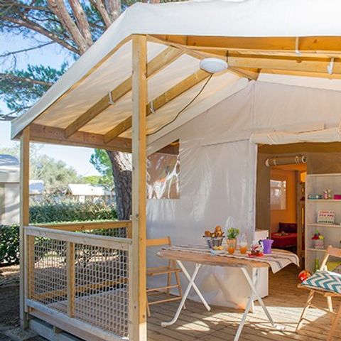 Canvas and wooden tent 5 persons - Eco Lodge Tent | 2 Bedrooms | 4/5 Pers | No bathroom