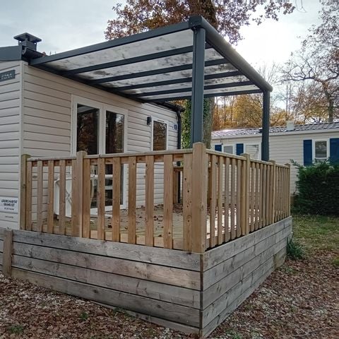 Stacaravan 2 personen - Stacaravan Confort 22m² - 1 kamer + halfoverdekt terras 12m² + TV + Air-conditioning -