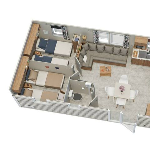 Mobile home 6 persons - New Premium 32m²(3 bedrooms -6pers.) + Terrace + TV + Air conditioning