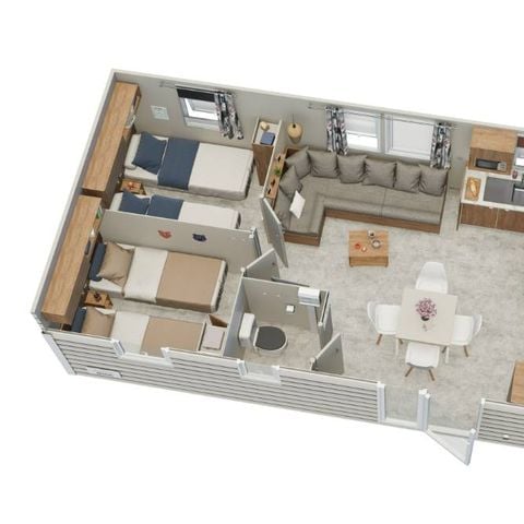 Mobilhome 6 personnes - New Premium 32m² - 3 chambres-6pers. - Terrasse - TV - Clim