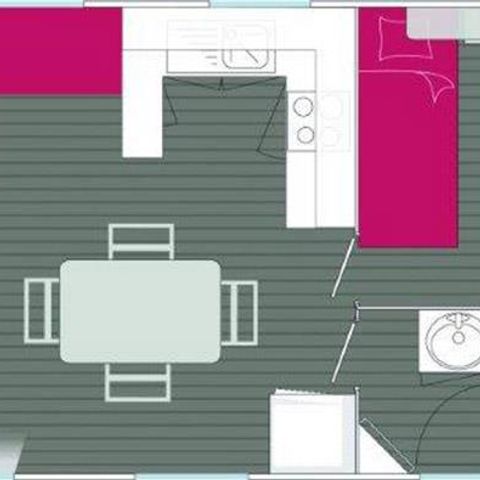 MOBILHOME 4 personas - FLORES 31m² - 2 dormitorios + terraza cubierta