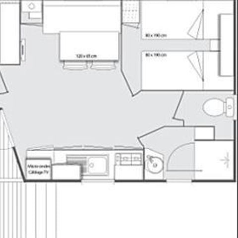 Mobilheim 4 personen - SAMOA 29m² - 2 Schlafzimmer - Halbüberdachte Terrasse