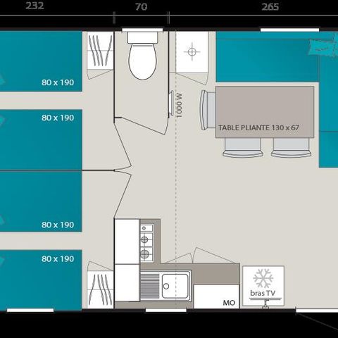 MOBILHOME 6 personas - BAHAMAS CONFORT 34m² - 3 habitaciones - Terraza cubierta - Lavavajillas