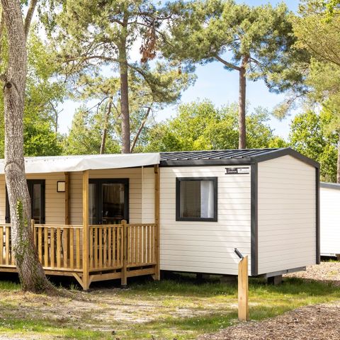 Mobilheim 6 personen - Premium 40m² (3 Schlafzimmer) + Terrasse + TV + Geschirrspüler
