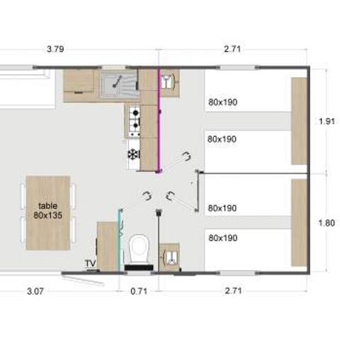 MOBILHOME 6 personnes - Macareux PREMIUM 3 chambres 